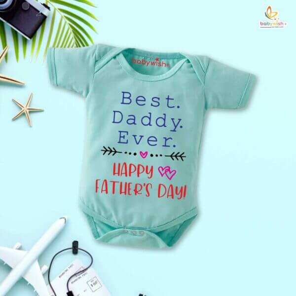 Fathers Day Newborn Baby Romper Half Sleeve Unisex Onesie – Perfect First Father’s Day Outfit Gift for Baby Boy or Girl | Babywish - Image 3