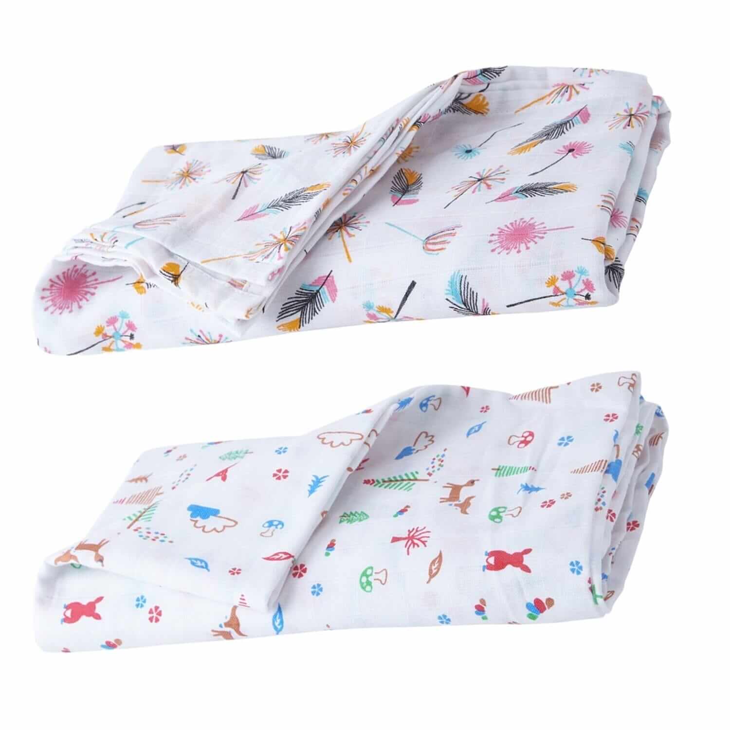 Muslin Swaddle Blankets 100% Organic for Newborn Baby – Soft Multipurpose Infant Swaddle 112x112cm, Breathable Cotton Wrap, Combo Pack of 2, Ideal for Sleeping, Nursing, and Travel