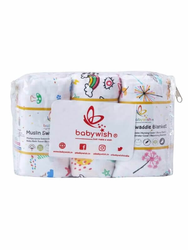 Muslin Swaddle Blankets 100% Organic for newborn Baby Multipurpose Infant Swaddle 112x112cm - Combo Pack of 3 - Image 4