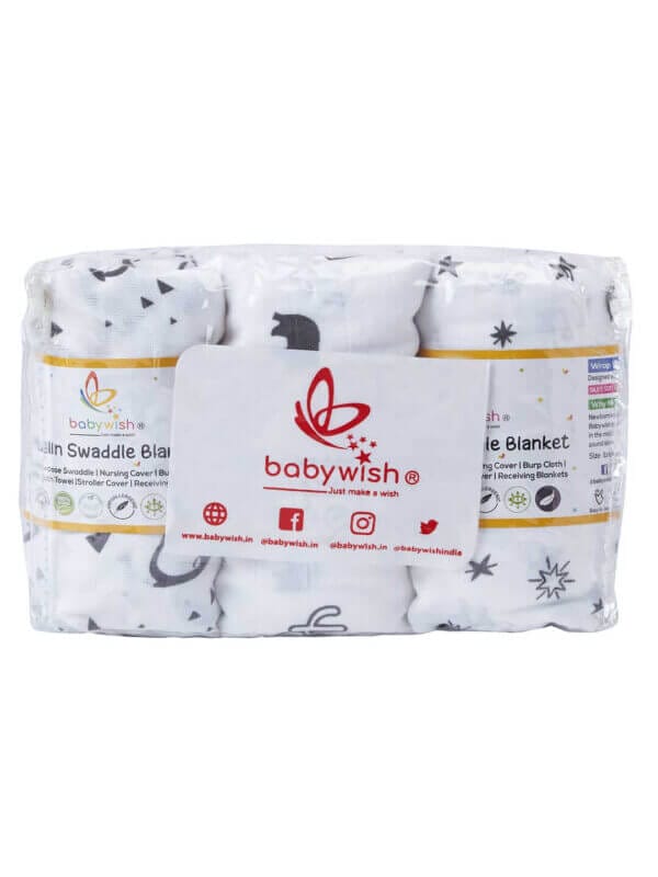 Muslin Swaddle Blankets 100% Organic for newborn Baby Multipurpose Infant Swaddle 112x112cm - Combo Pack of 3 - Image 3