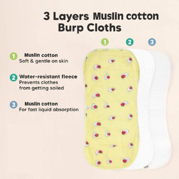 Yellow muslin burp cloth for babies – soft and absorbent cotton feeding towel by Babywish