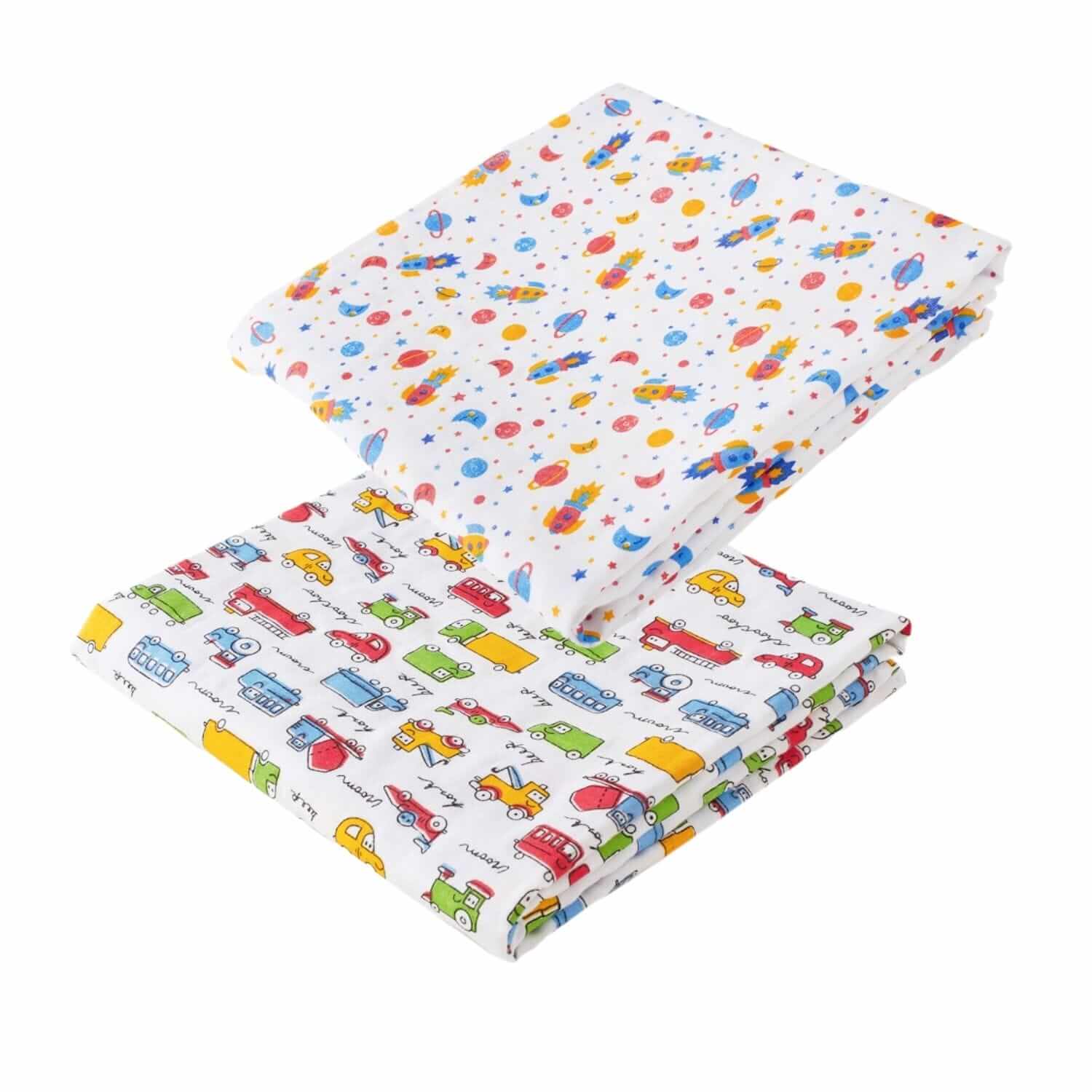 Muslin Swaddle Blankets 100% Organic for Newborn Baby – Soft Multipurpose Infant Swaddle 112x112cm, Breathable Cotton Wrap, Combo Pack of 2, Ideal for Sleeping, Nursing, and Baby Comfort