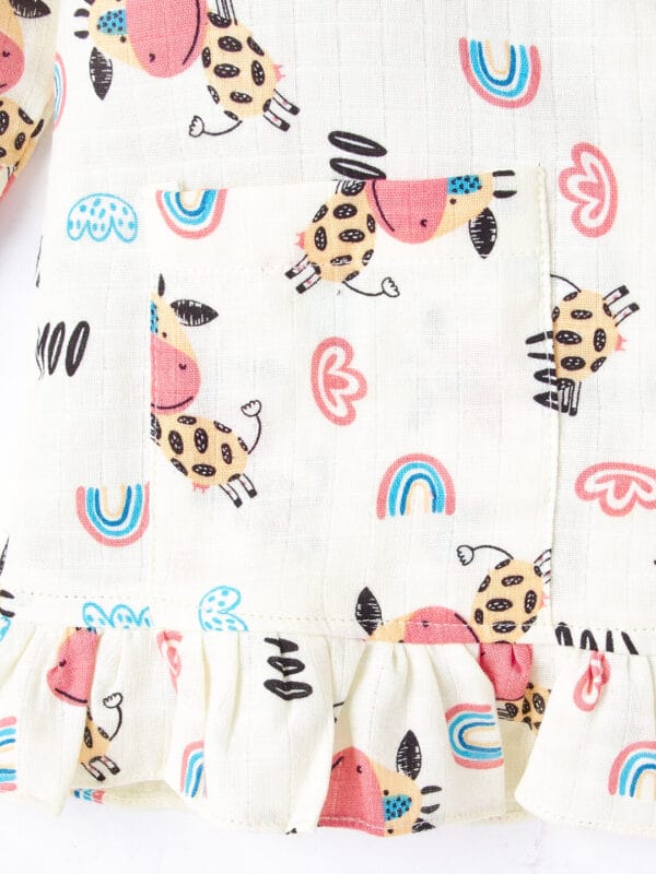 Organic Muslin Sleepsuit for Girls | Cute Printed Night Suit Set | Babywish - Image 6