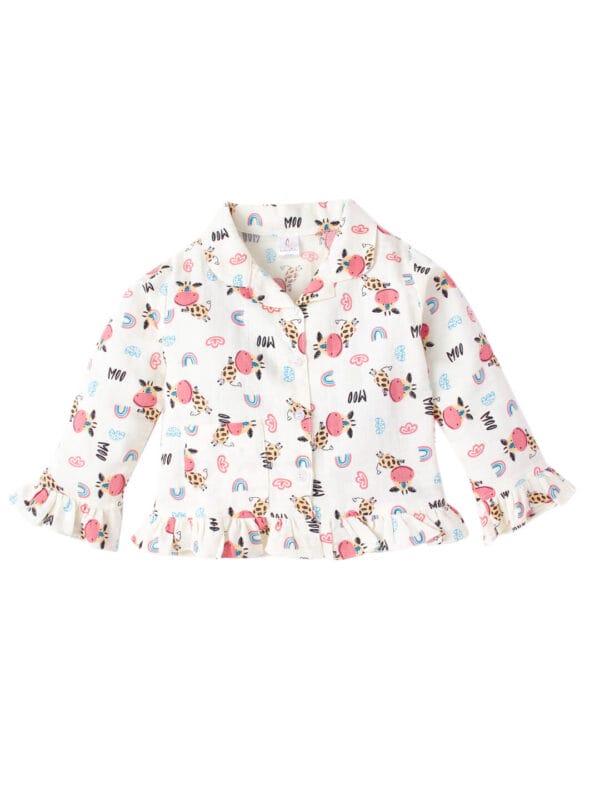 Organic Muslin Sleepsuit for Girls | Cute Printed Night Suit Set | Babywish - Image 2