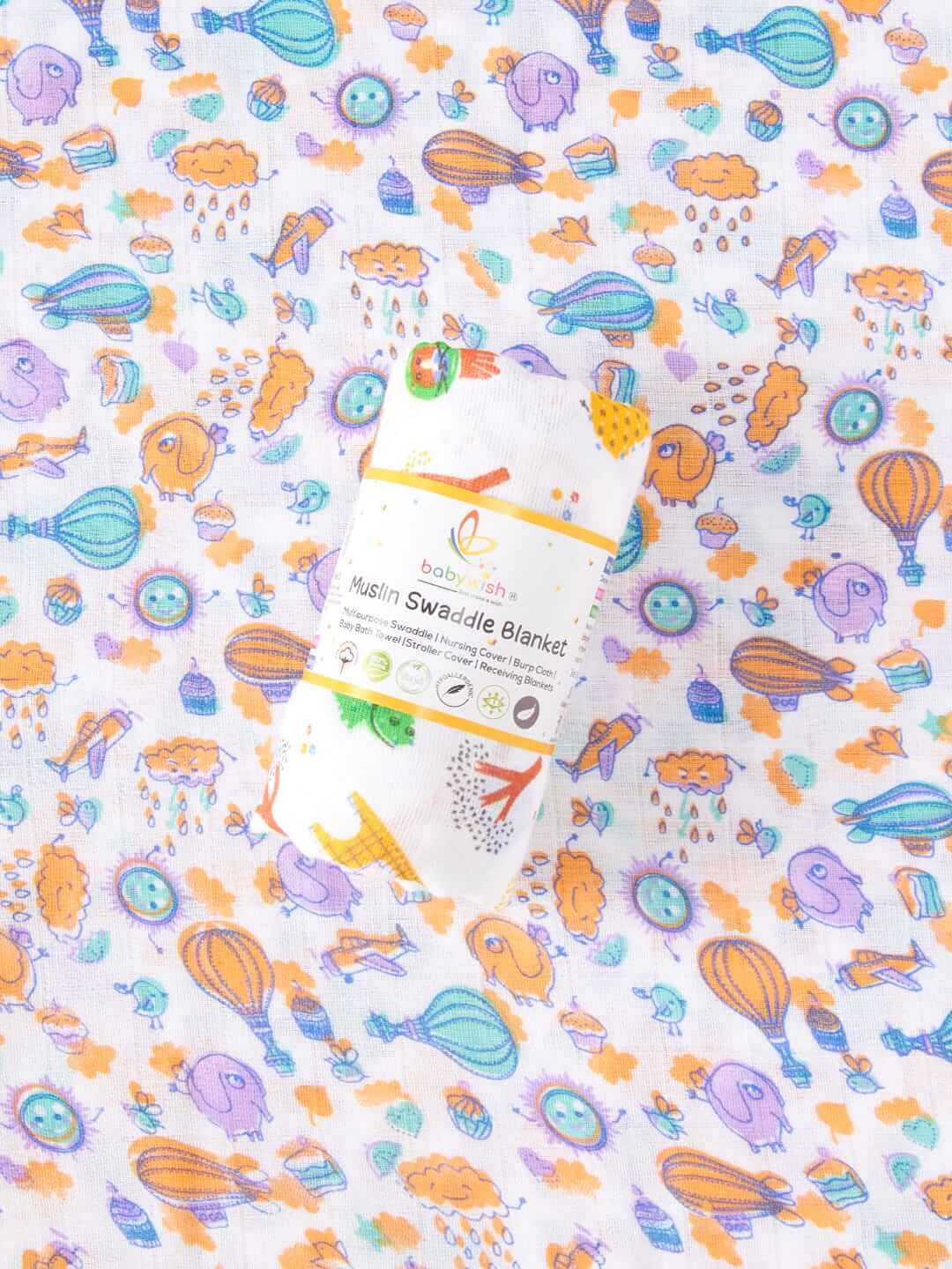 Muslin Swaddle Blankets 100% Organic for Newborn Baby – Soft Multipurpose Infant Swaddle 112x112cm, Breathable Cotton Wrap, Combo Pack of 2, Perfect for Sleeping, Nursing, and Baby Comfort