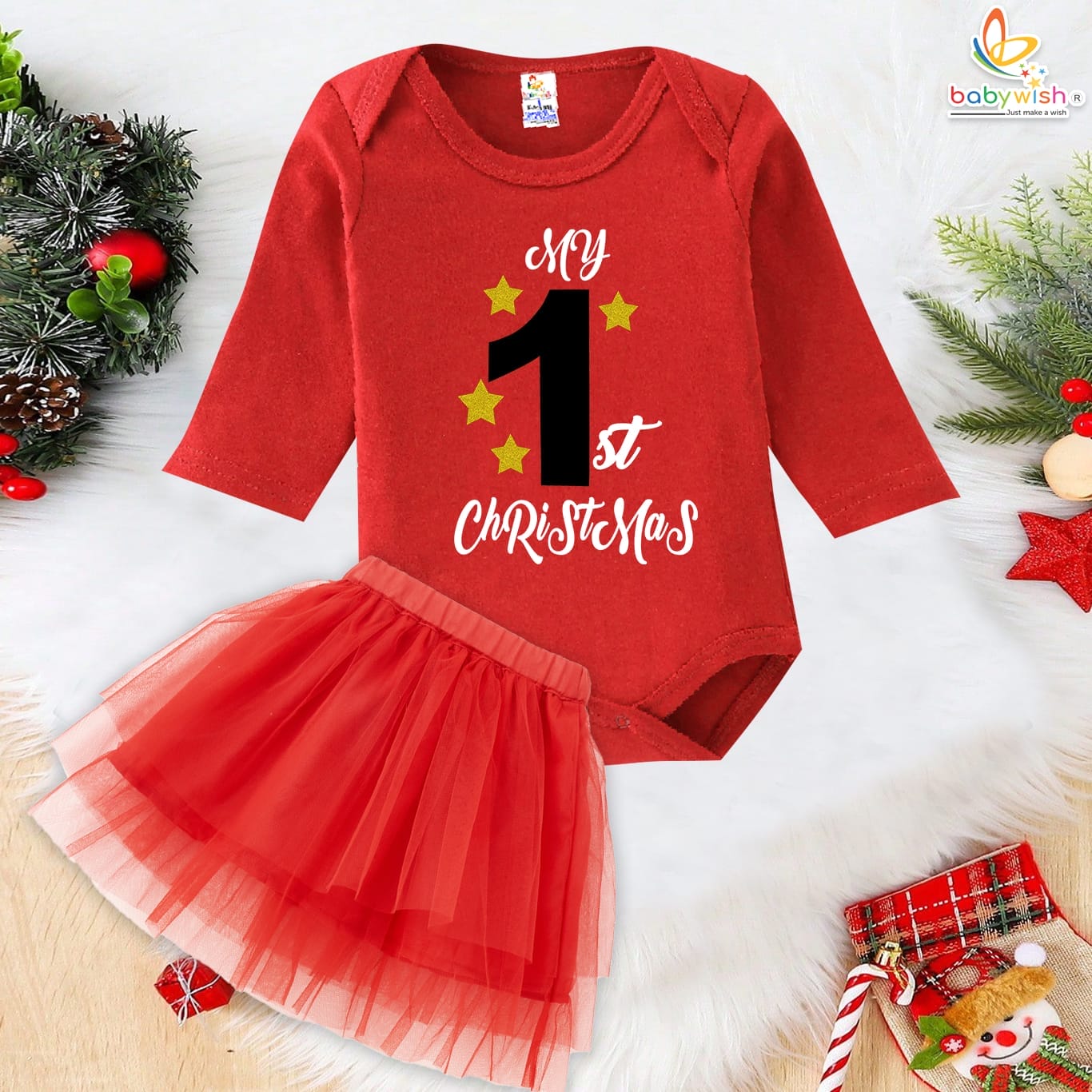 My First Christmas romper tutu set