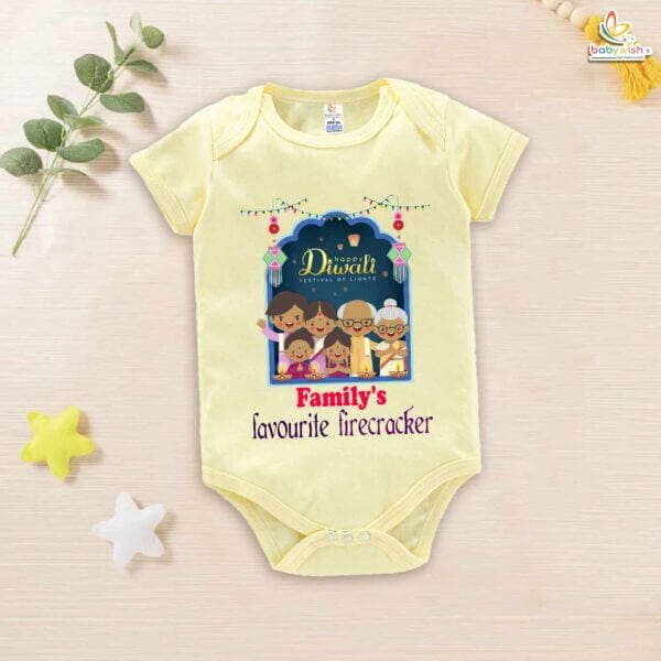 Babywish Baby Diwali Romper Bodysuit My First Diwali Family Favorite Firecracker - Image 2