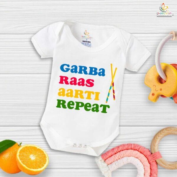 Babywish Baby Navratri Romper Bodysuit My First Dussehra Garba Raas Aarti Repeat - Image 5