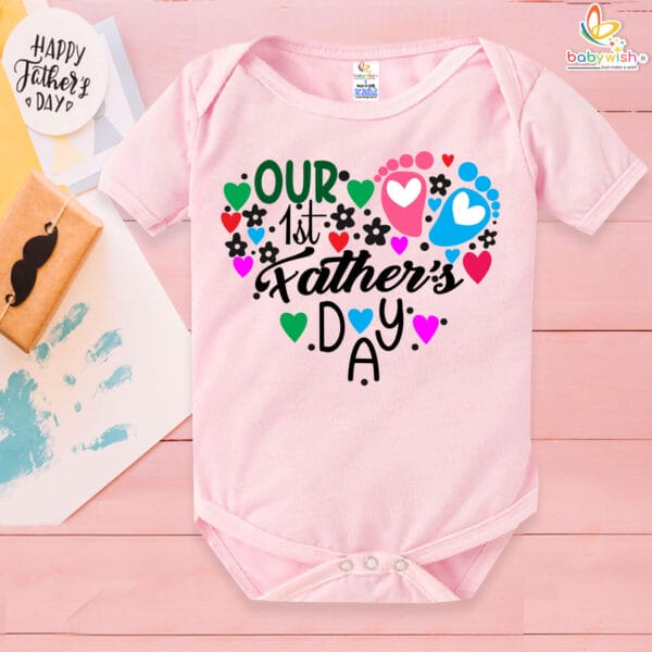Fathers Day Baby Romper Cute Heart Print for Baby | Babywish - Image 3