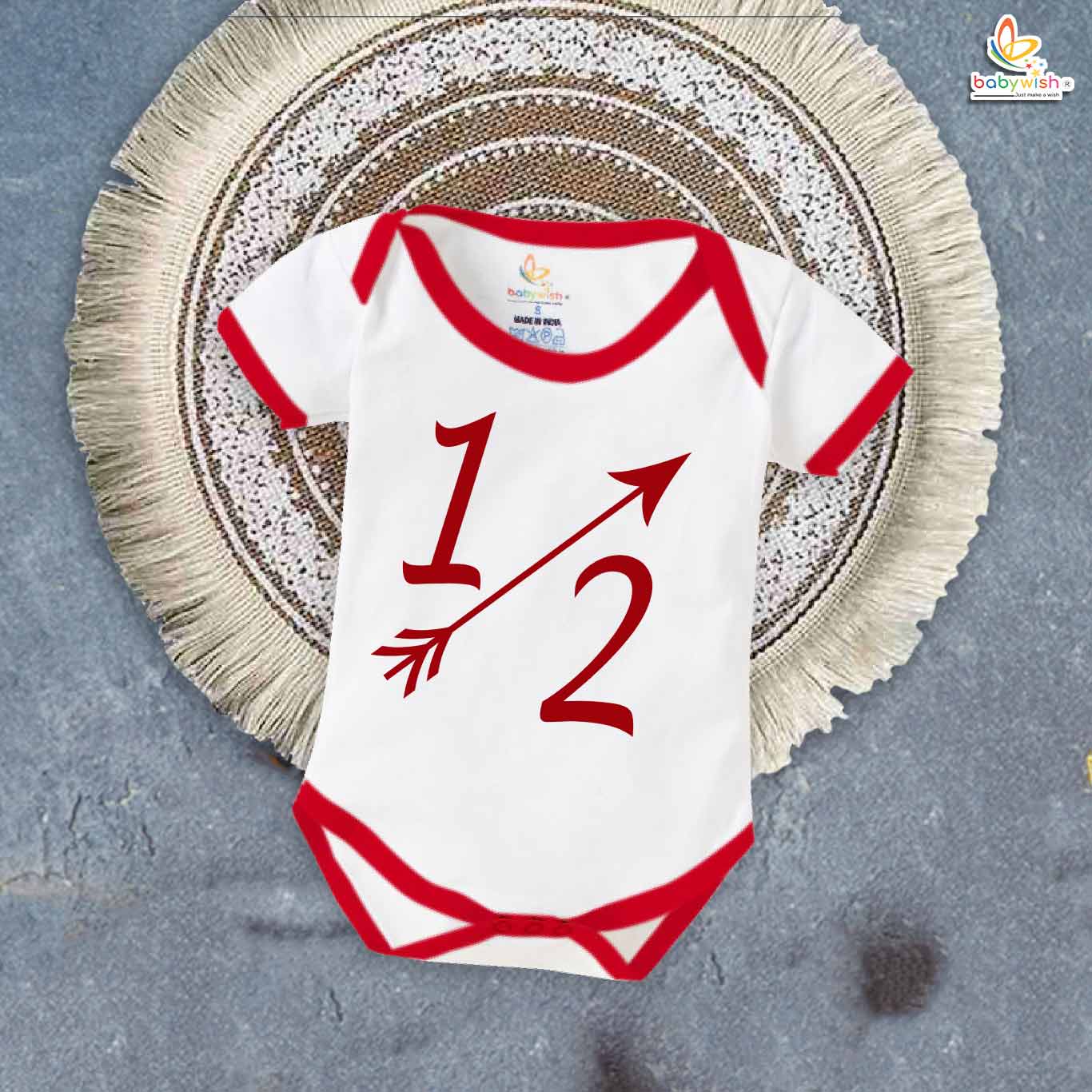 My First Half Birthday Outfit – 1/2 Birthday Romper for Baby Boy or Girl | Halfway to One Bodysuit with Arrow Design by Babywish