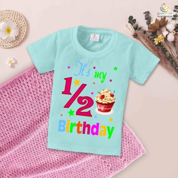 It’s My 1/2 Birthday T-Shirt – My First Half Birthday Outfit for Baby Boys & Girls – Cute Cherry Design 6 Month Shirt – Babywish - Image 2