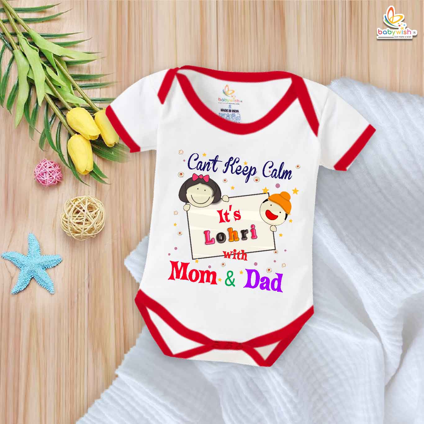 My First Lohri Romper | Baby Lohri Bodysuit for Boys & Girls | Can't Keep Calm It's Lohri Outfit | Festive Baby Clothes – Babywish