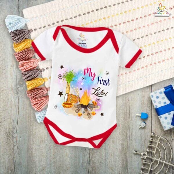 My First Lohri Romper | Happy Lohri Baby Bodysuit | Festive Outfit for Baby Boys & Girls – Babywish
