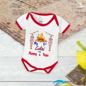 My First Lohri Romper | Lohri with Mummy & Papa Baby Bodysuit | Festive Outfit for Baby Boys & Girls – Babywish