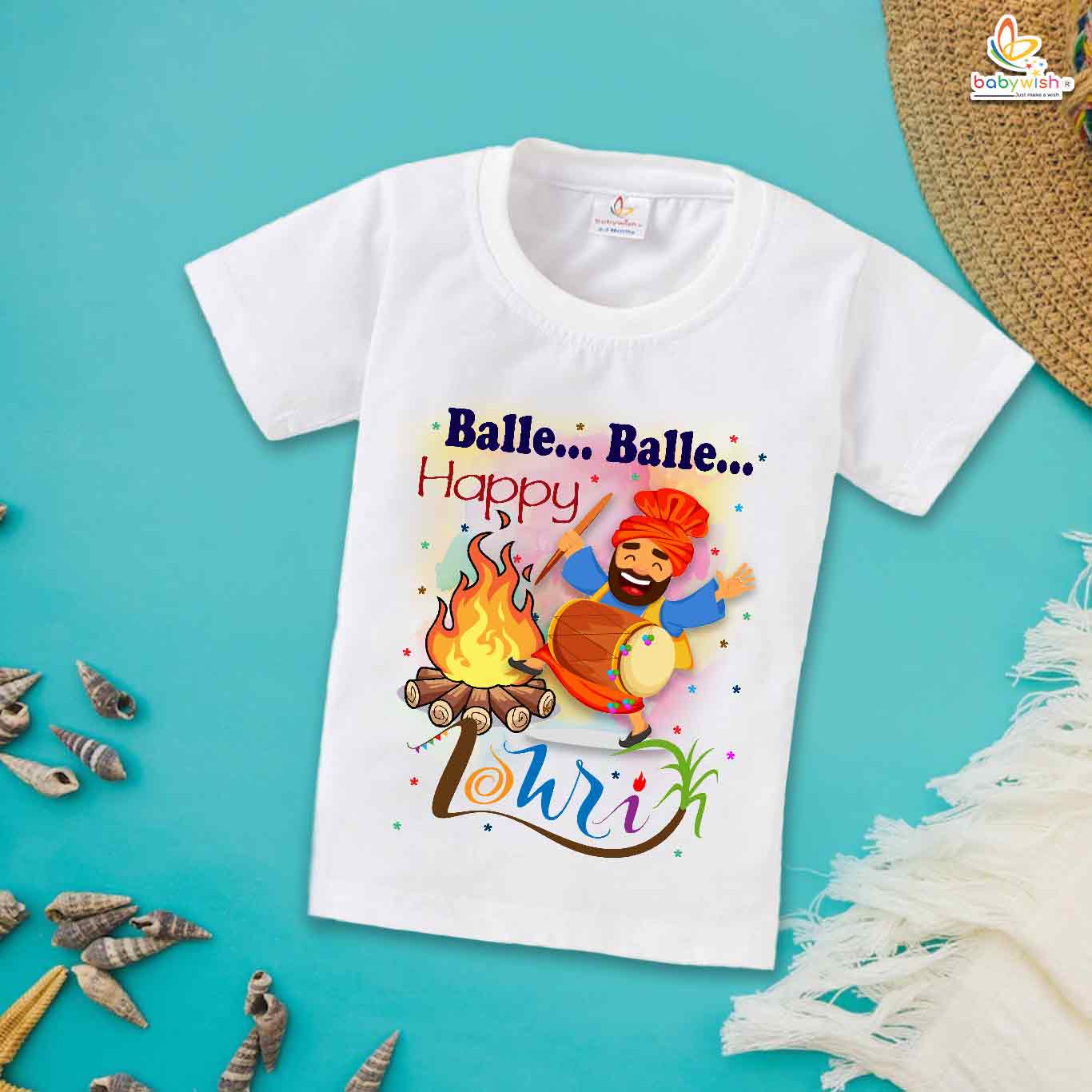 My First Lohri T-Shirt | Balle Balle Happy Lohri Baby Tee | Punjabi Festival Outfit for Babies & Toddlers | Lohri Celebration Clothes | Babywish