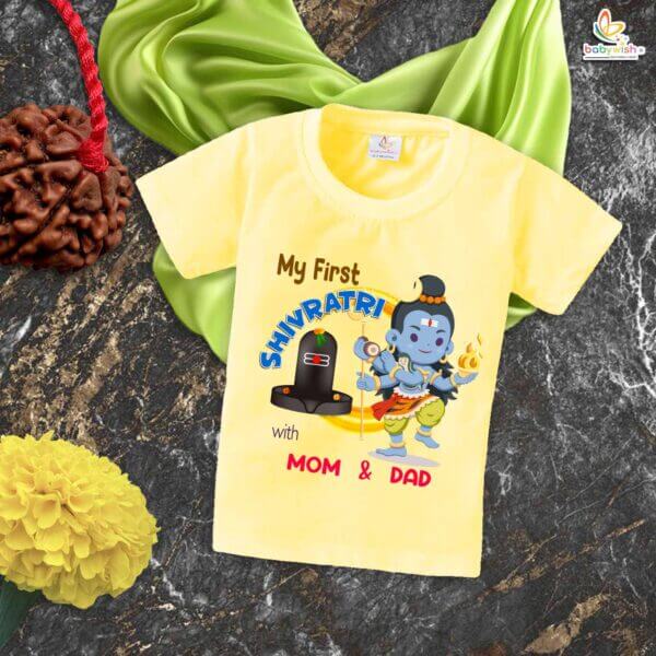 My First Shivratri T-shirt – "My First Mahashivratri with Mom & Dad" Baby Outfit – Babywish - Image 4