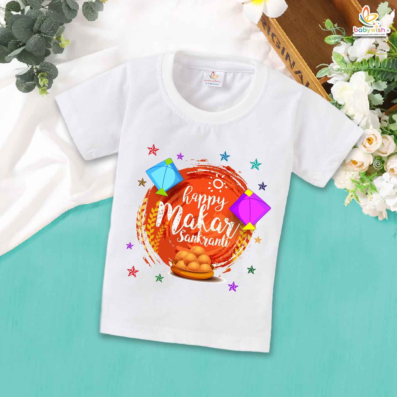 My First Makar Sankranti Baby T-Shirt – Cute Newborn & Infant Makar Sankranti Outfit | Festival T-Shirt for Baby Boys and Girls – Babywish