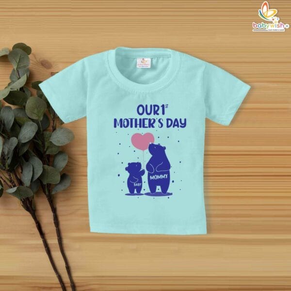 Our 1st Mother's Day T-shirt for babies and kids Babywish Adorable Bear Design for New Moms - Image 2