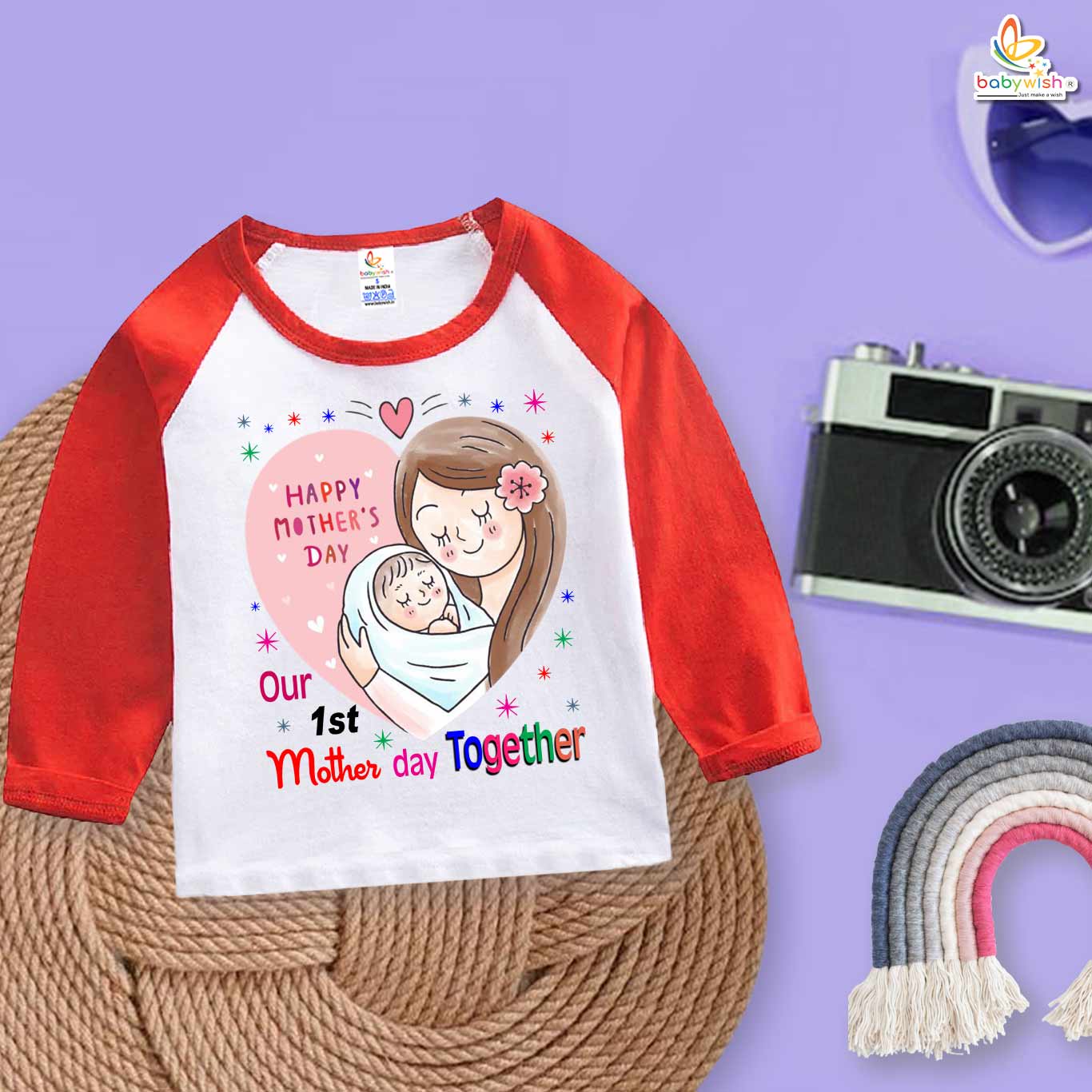 My First Mother’s Day Baby T-Shirt – Full Sleeve “1st Mother’s Day Together” Outfit for Newborn Infant Girl or Boy – Cute First Mother’s Day Gift – Babywish