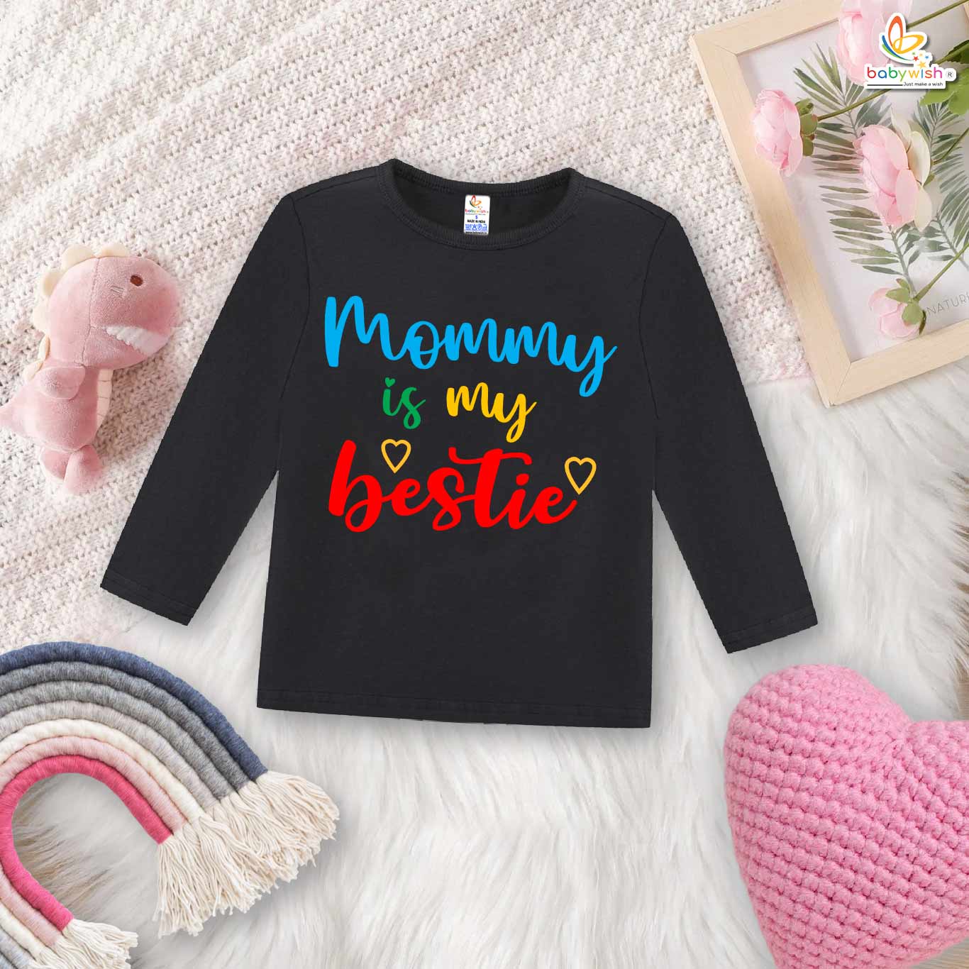My First Mother’s Day Baby T-Shirt – Full Sleeve “Mummy Is My Bestie” Outfit for Newborn Infant Baby Girl or Boy – Cute Mother's Day Gift – Babywish