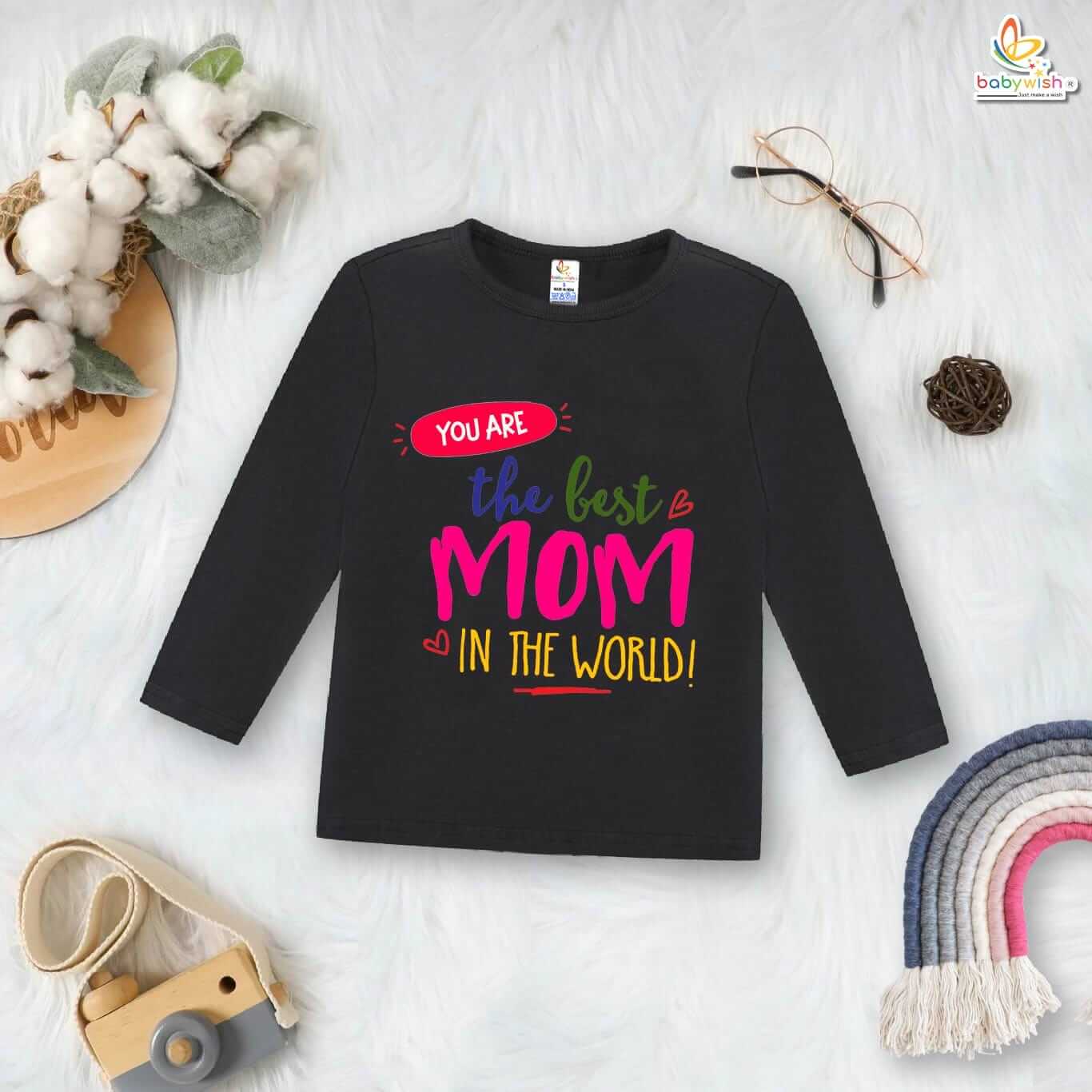 My First Mother’s Day Baby T-Shirt – Full Sleeve “The Best Mom’s Day” Outfit for Newborn Infant Girl or Boy – Adorable First Mother’s Day Gift – Babywish
