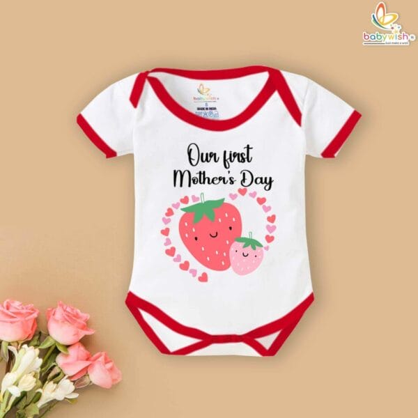 Our First Mothers Day Strawberry print Babywish Romper/Onesies - Image 5
