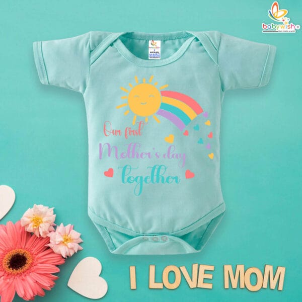 Our First Mother's Day Onesies with babywish Rainbow Design - Image 2