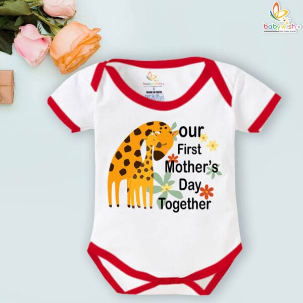 Our First Mothers Day Giraffe Print Romper/Onesies - Image 5