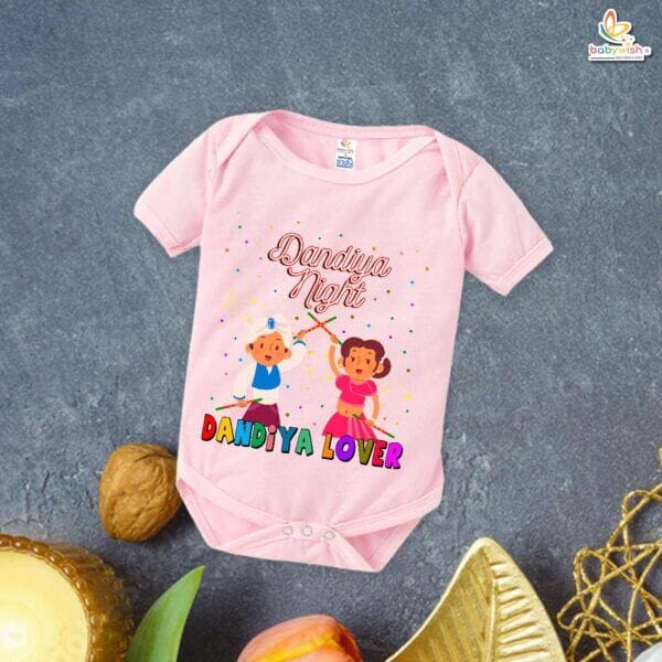 Babywish Baby Navratri Romper Bodysuit My First Dussehra Dandiya Night With Dandiya Lover - Image 3