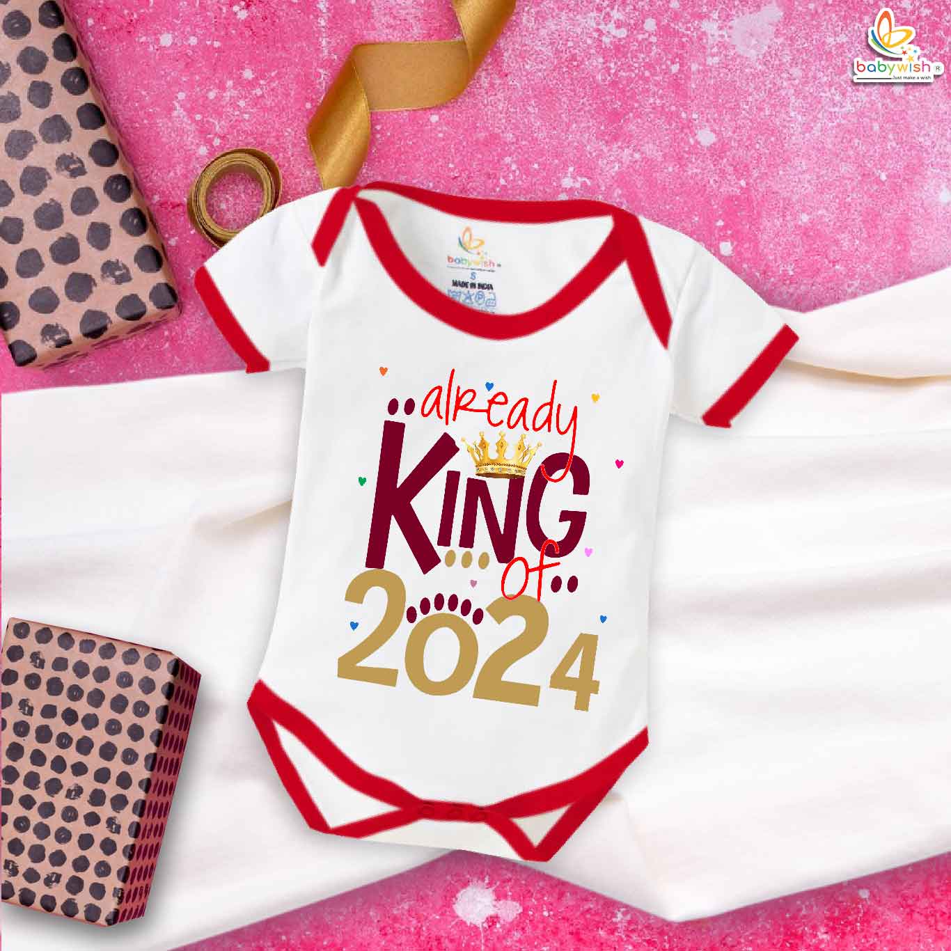 My First New Year Bodysuit for Baby Boys & Girls – “Already King” Crown Print Soft Cotton Romper, Festive Holiday Outfit, Cozy Nightwear & Perfect Gift for Newborns, Infants & Toddlers | Babywish