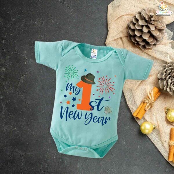 Babywish New Year Romper Clothes My First New Year Bodysuits My First New Year Cap Printed - Image 2