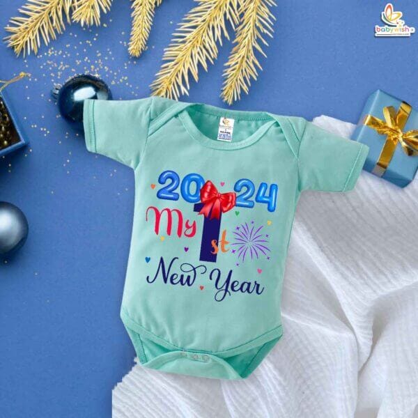 Babywish New Year Romper Clothes My First New Year Bodysuits My First New Year Knot Floral Printed - Image 2