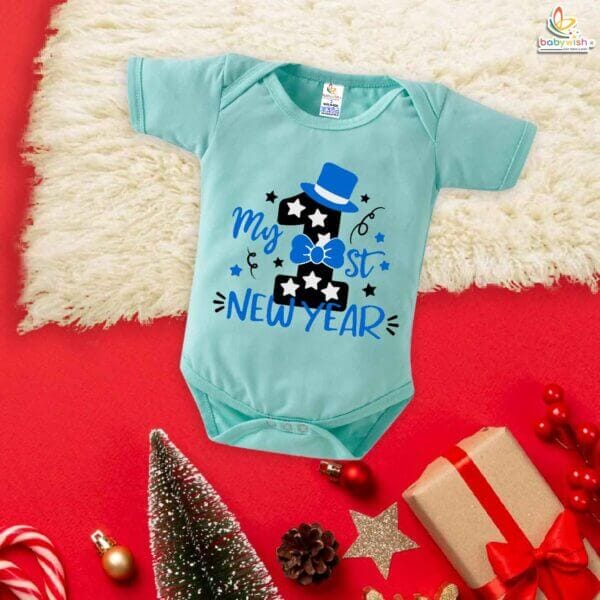 Babywish New Year Romper Clothes My First New Year Bodysuits My First New Year in Purple Printed - Image 2