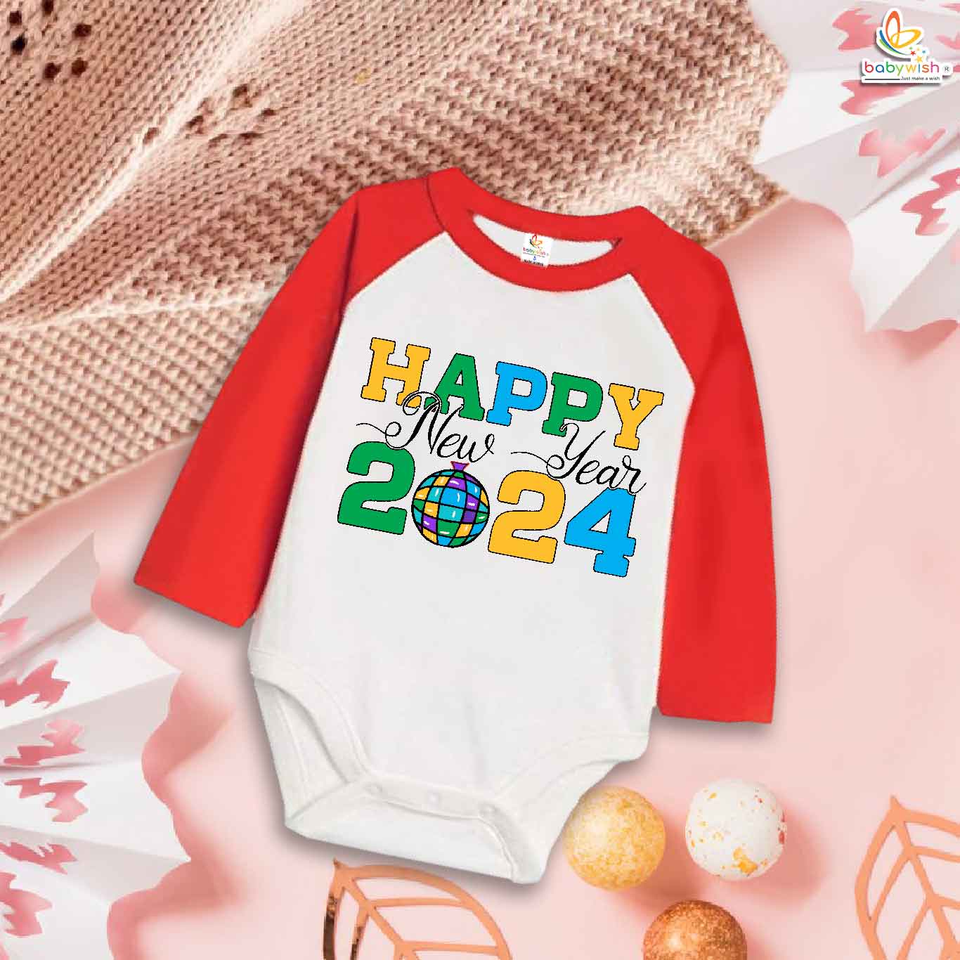 My First New Year Romper for Baby Boys & Girls – Soft Cotton Full Body Unisex Jumpsuit Outfit for Newborn, Infant & Toddler – Festive Party Wear, Comfortable Nightwear & Gift Idea | Babywish