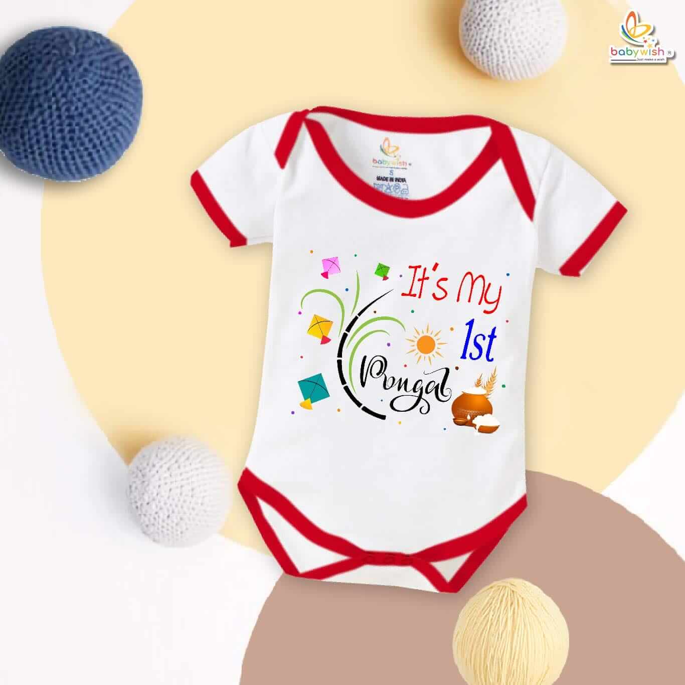 My First Pongal Baby Romper | "It's My Pongal Celebrations" Bodysuit for Newborns & Infants | Celebrate Pongal with Cute Festive Outfit for Boys & Girls | Babywish