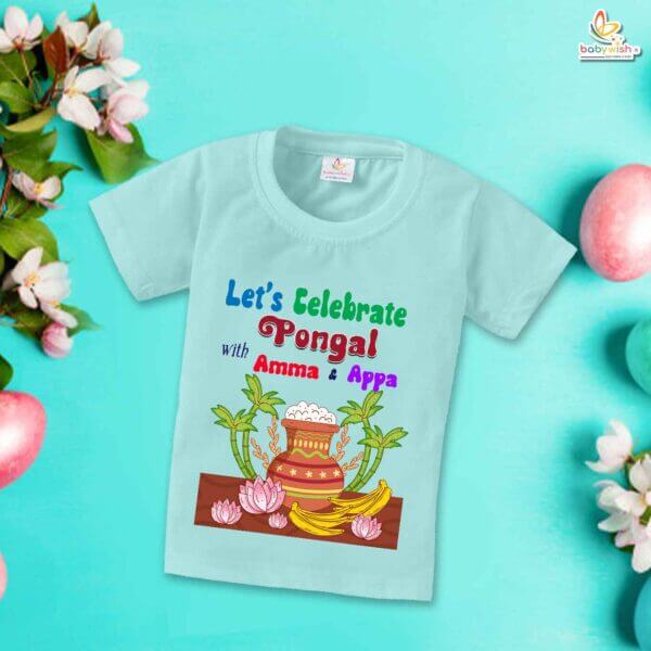 Pongal with Amma & Appa My First Pongal T-shirt – Baby Pongal Outfit for Boys & Girls | Cute Newborn T-shirt for Family Celebrations – Babywish - Image 2