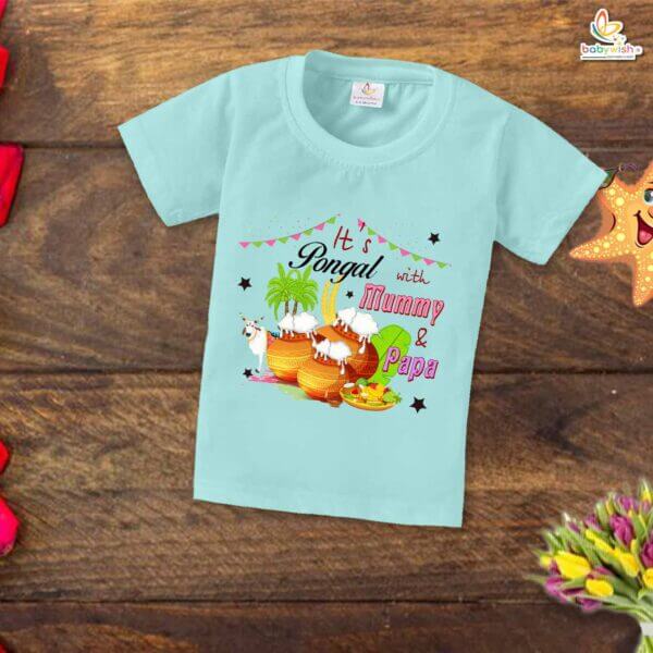 It's Pongal With Mummy Papa My First Pongal T-shirt – Baby Pongal Outfit for Newborns & Infants | Cute Pongal T-shirt for Boys & Girls – Babywish - Image 2