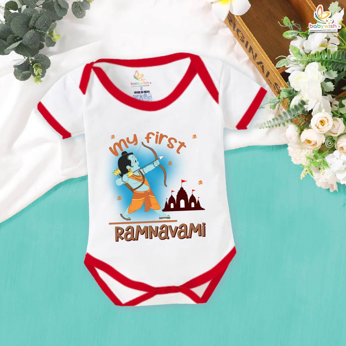 My First Ramnavmi Romper – Baby Bodysuit for Ram Navami | Traditional Hindu Festival Outfit for Infant Boys & Girls by Babywish