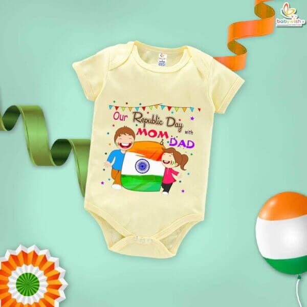 Babywish Republic Day Romper Clothes My First Republic Day Bodysuits Our Republic Day With Mom & Dad - Image 2