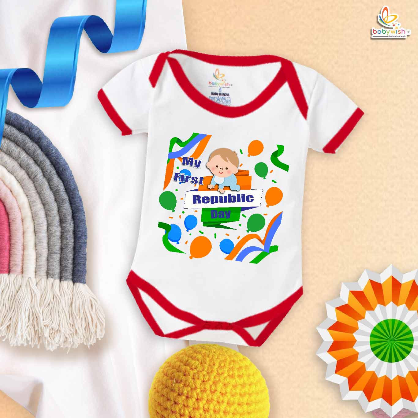 My First Republic Day Romper | Kid Print Bodysuit for 26th January | Patriotic Republic Day Outfit for Babies & Toddlers | Babywish