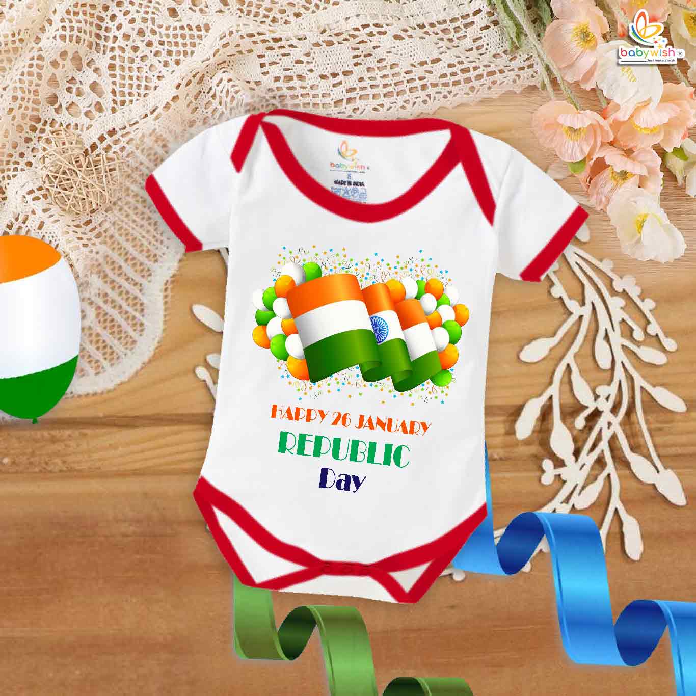 My First Republic Day Romper | Happy 26th January Bodysuit for Babies | Republic Day Outfit for Infants | Patriotic Baby Clothes | Babywish
