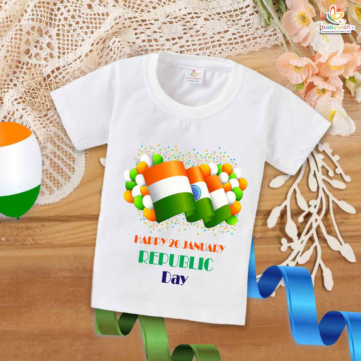 My First Republic Day T-Shirt | Happy 26th January Republic Day Kids Tee | India Republic Day Outfit for Toddlers & Babies | Babywish