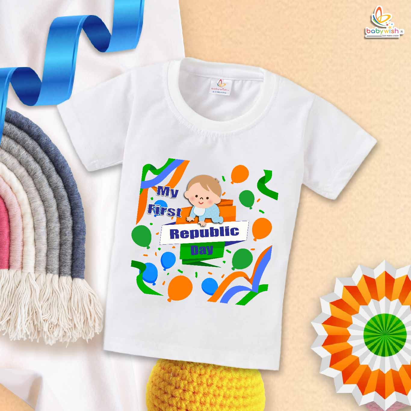My First Republic Day T-Shirt | My First Republic Day Kid Print Tee | 26th January India Republic Day Outfit for Kids | Babywish