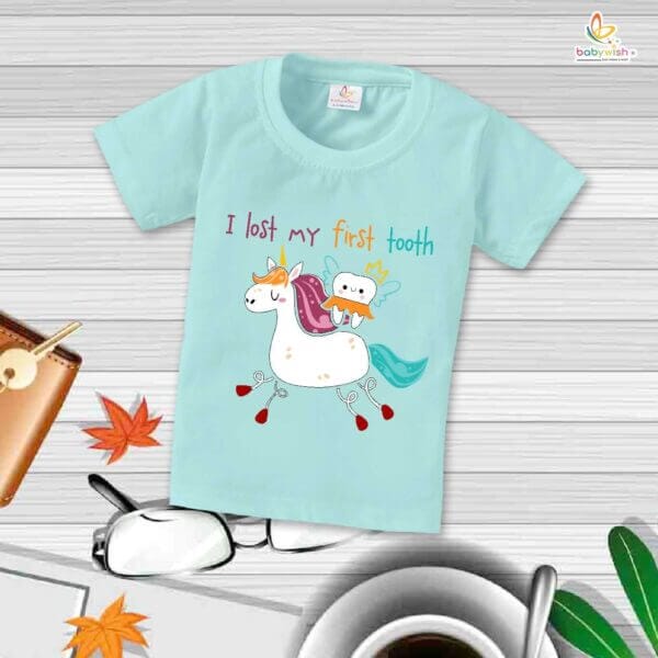 I Lost My First Tooth Baby T-Shirt – My First Tooth Milestone T-Shirt for Newborn & Infant | Cute First Tooth Outfit – Babywish - Image 2