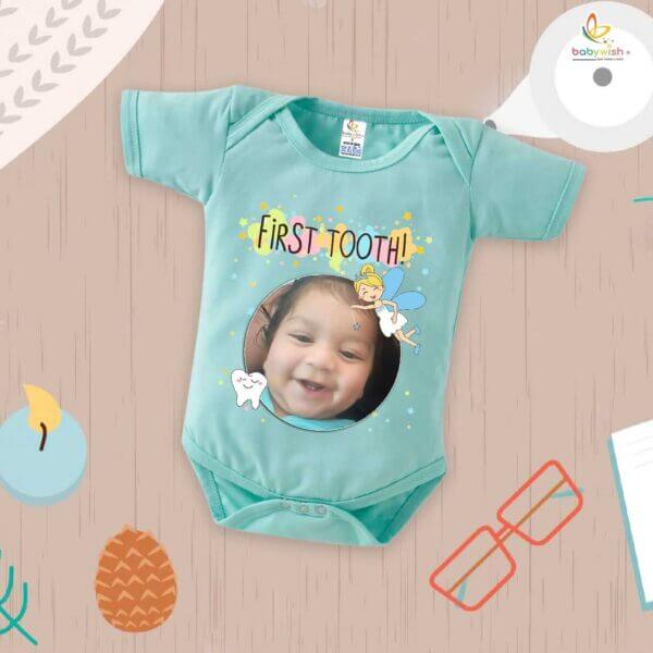 Baby First Tooth Romper – “My First Tooth” Bodysuit with Tooth Fairy Print | Baby Milestone Outfit for Boys & Girls – Babywish - Image 2