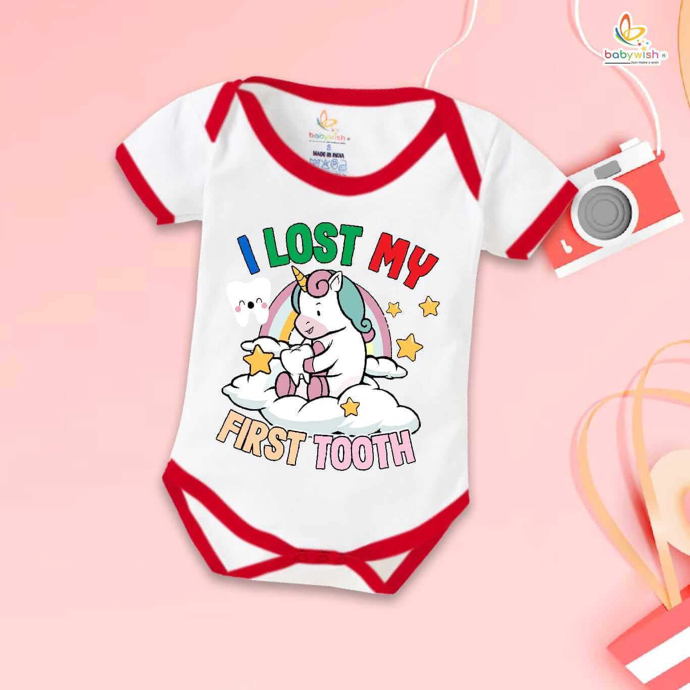 My First Tooth Romper with Unicorn Print | "I Lost My First Tooth" Baby Bodysuit for Boys & Girls – Babywish