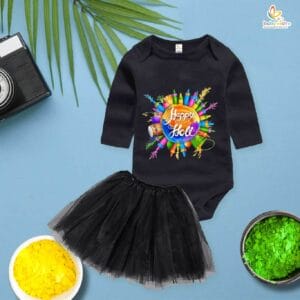 Newborn girls tutu skirt Full Sleeve romper Holi print onesies bodysuits for baby 0 to 12 months