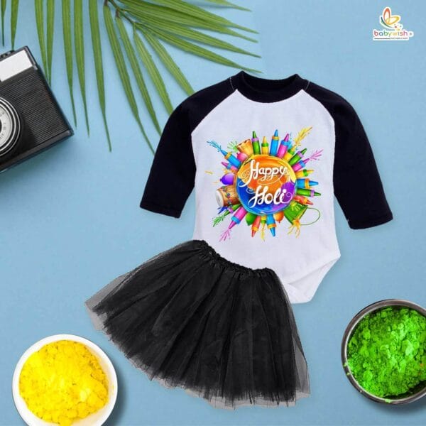 Newborn girls tutu skirt Full Sleeve romper Holi print onesies bodysuits for baby 0 to 12 months - Image 2