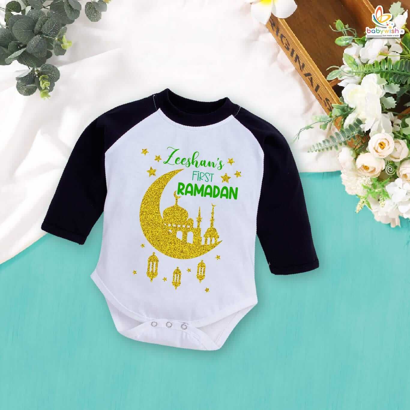 Babywish Eid Full Sleeves Romper Clothes My First Eid Full Sleeve Bodysuit First Ramadan