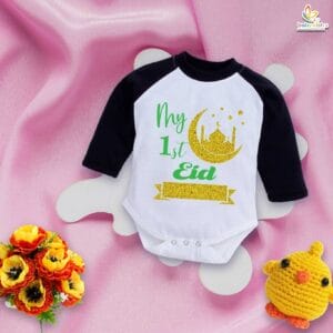 My 1st Eid Full Sleeve Baby Romper – Soft & Adorable Eid Bodysuit for Newborns & Infants – Babywish
